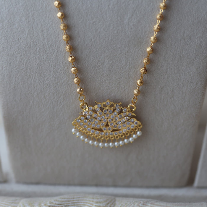 Heritage gold plated padakam long and short necklace set HPS799