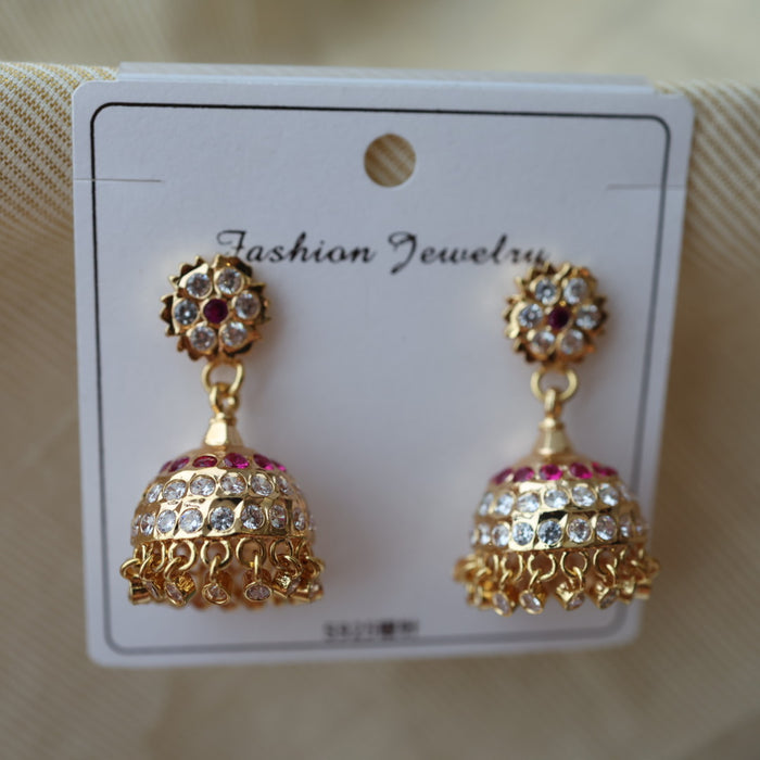 Heritage ruby white stone jumka earrings HJ9400