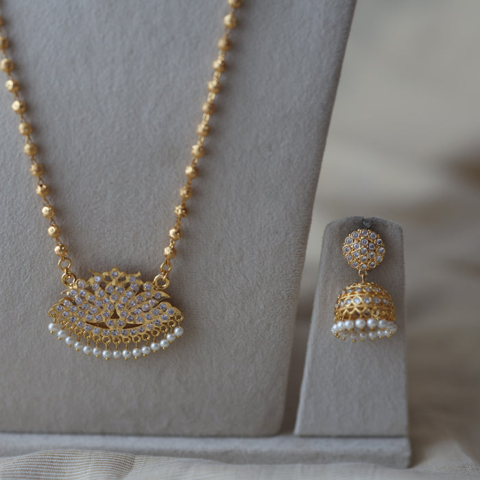 Heritage gold plated padakam long and short necklace set HPS799