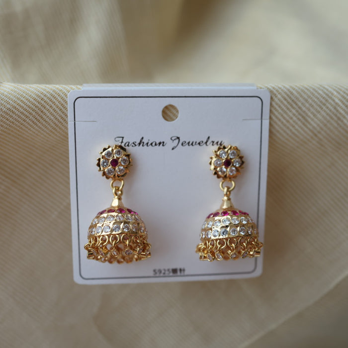 Heritage ruby white stone jumka earrings HJ9400