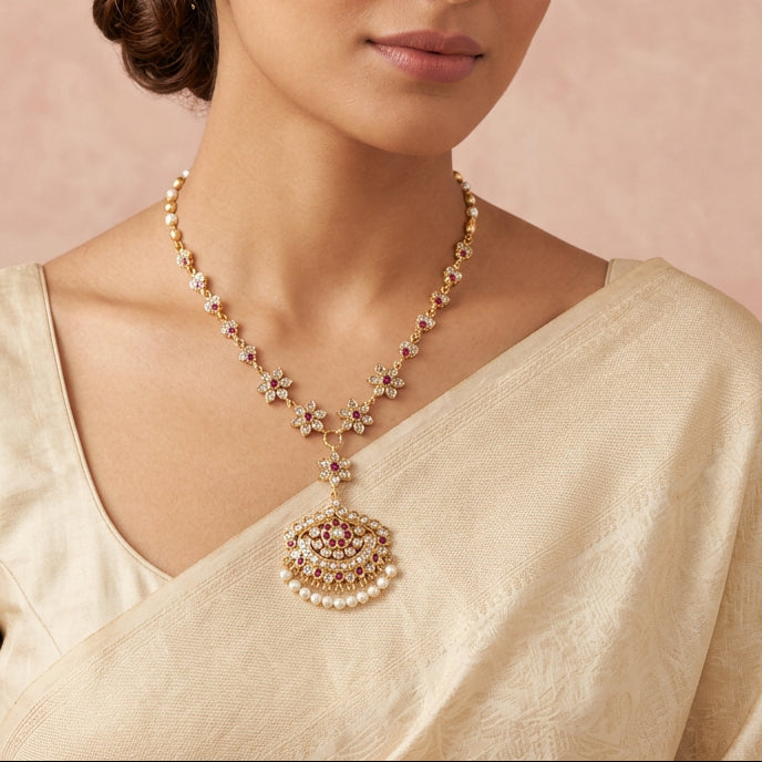 Heritage gold plated short necklace set H098