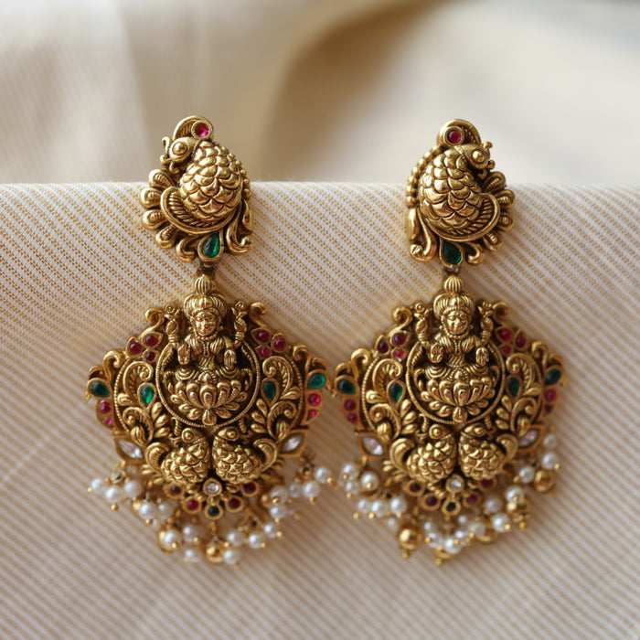 Antique temple design drop earrings AD2677
