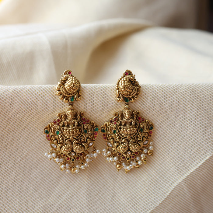 Antique temple design drop earrings AD2677