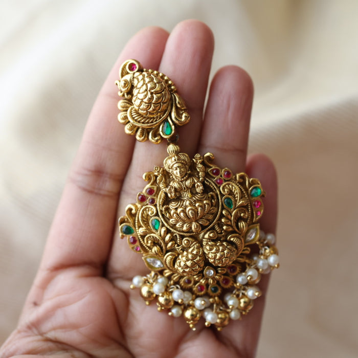 Antique temple design drop earrings AD2677