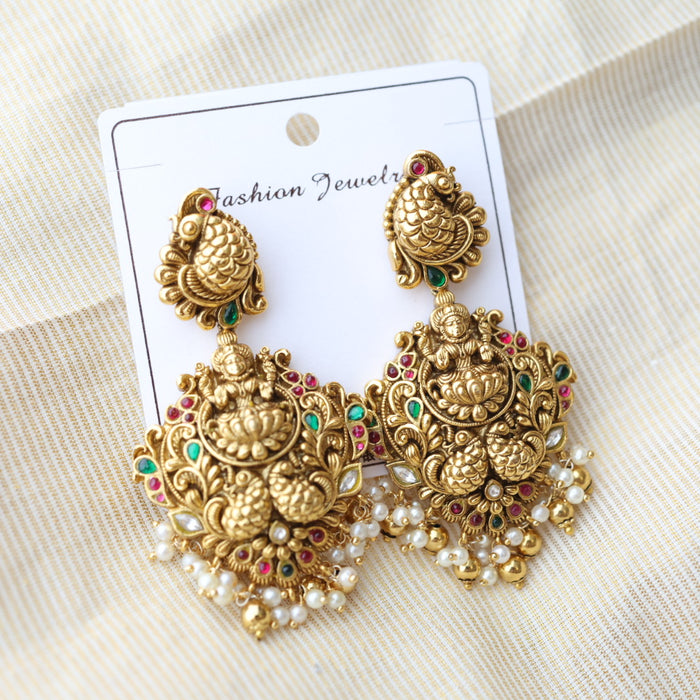 Antique temple design drop earrings AD2677