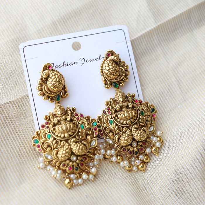 Antique temple design drop earrings AD2677