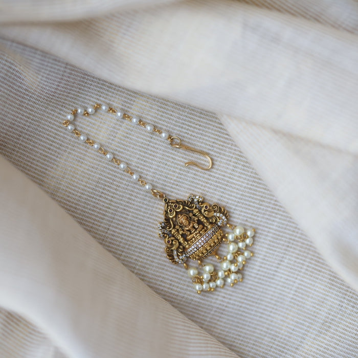 Antique gold temple design maang tikka  TA1568