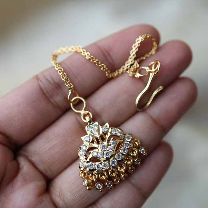 Heritage gold plated white stone tikka HT345