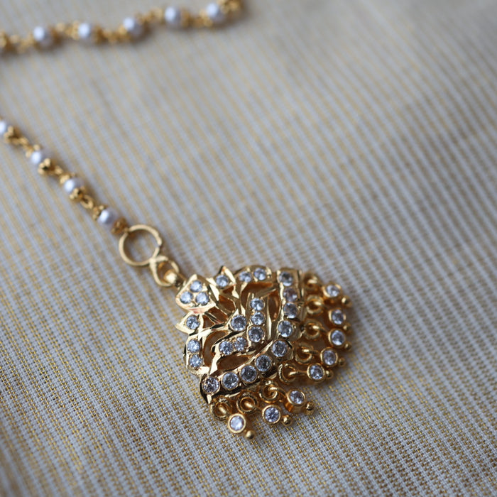 Heritage gold plated white stone tikka TH241