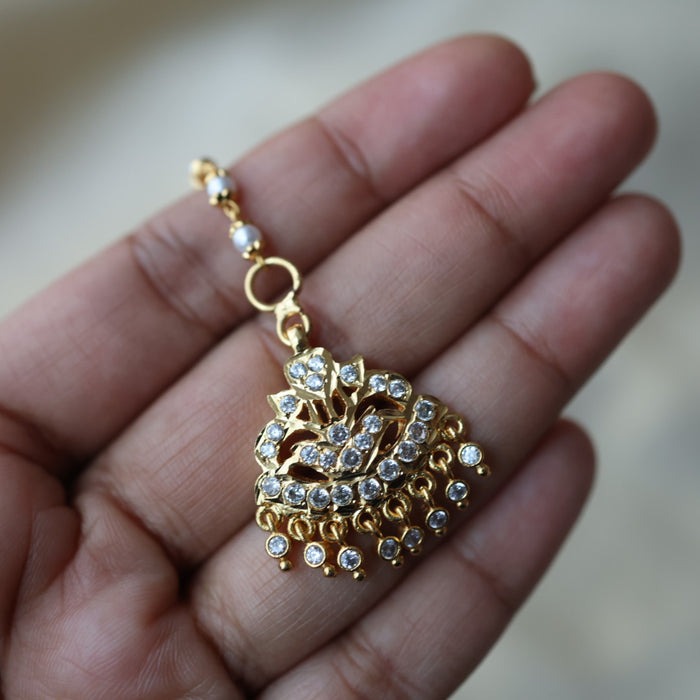 Heritage gold plated white stone tikka TH241