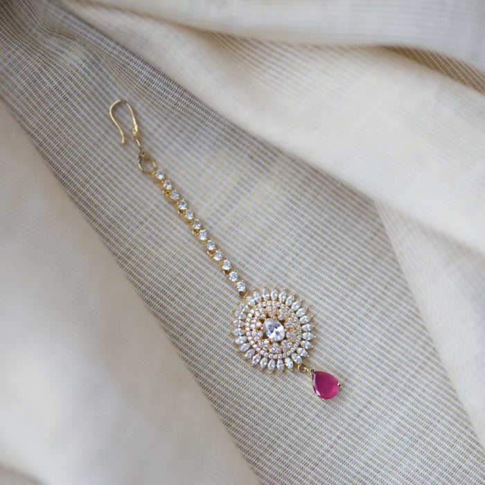 Heritage gold plated pearl maang tikka TH912