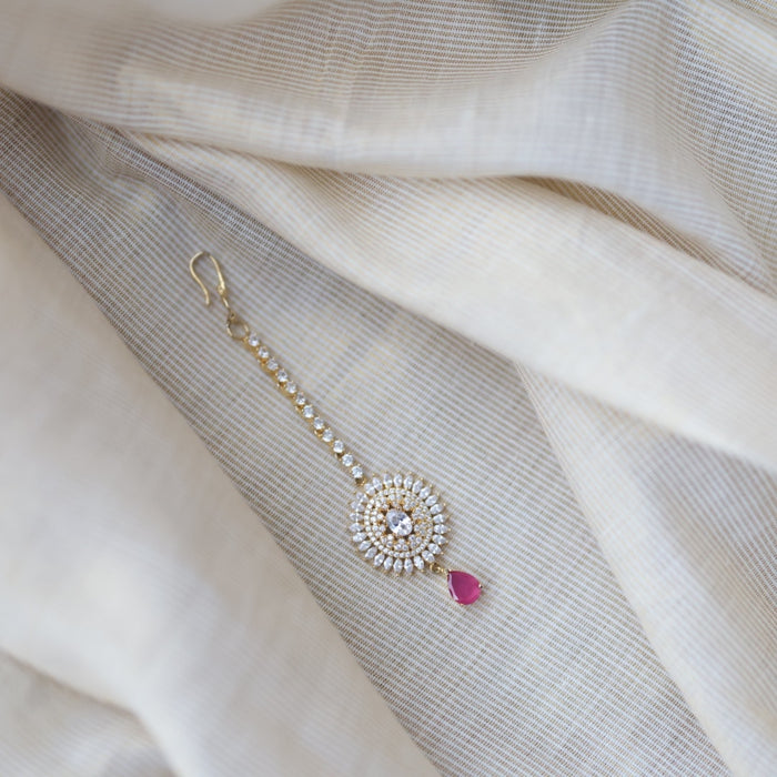 Heritage gold plated pearl maang tikka TH912