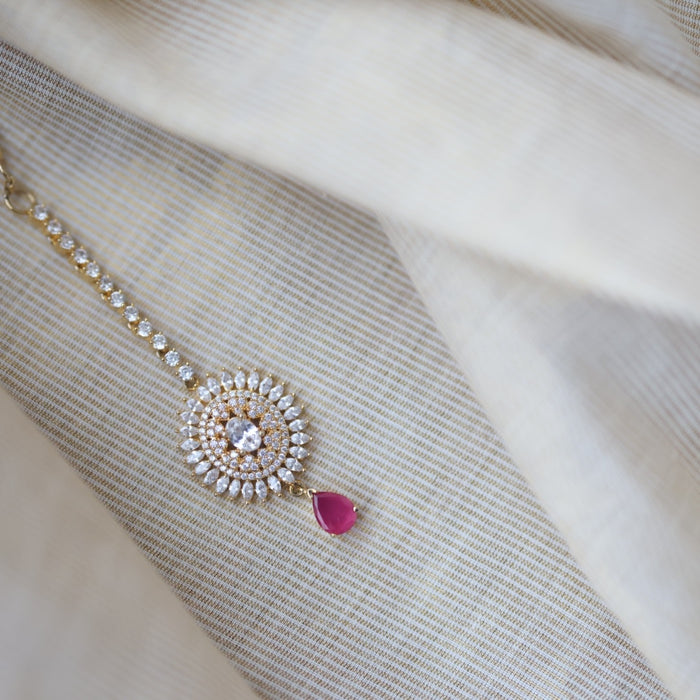 Heritage gold plated pearl maang tikka TH912