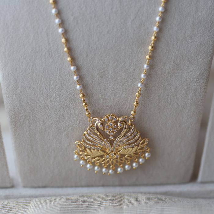 eritage gold plated padakam long and short necklace set HPS897