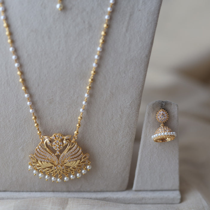 eritage gold plated padakam long and short necklace set HPS897