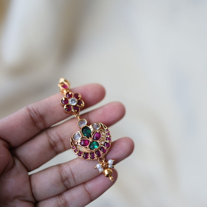 Antique gold ruby stone maang tikka TA629