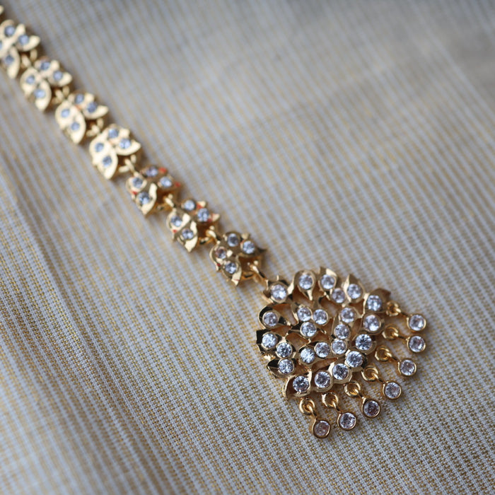 Heritage gold plated white stone tikka TH2426