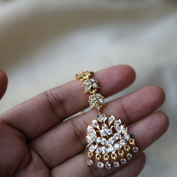 Heritage gold plated white stone tikka TH2426