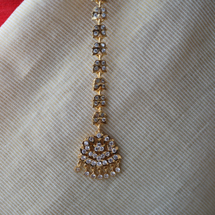 Heritage gold plated white stone tikka TH2426