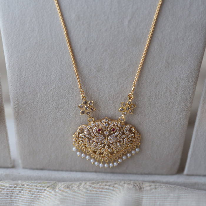 Heritage gold plated padakam long and short necklace set HPS800