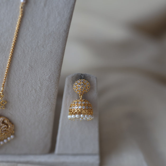 Heritage gold plated padakam long and short necklace set HPS800