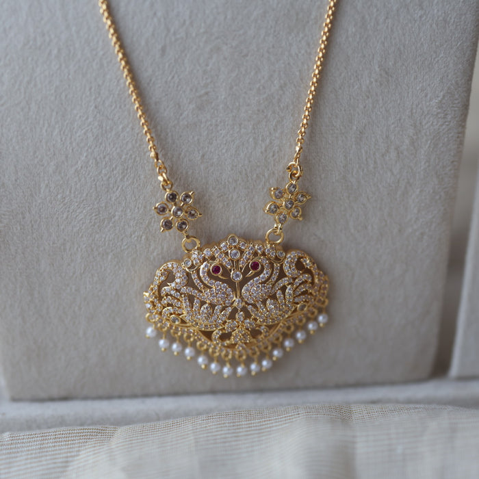 Heritage gold plated padakam long and short necklace set HPS800