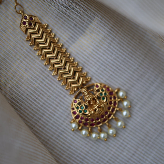 Antique gold temple design maang tikka  TA1573