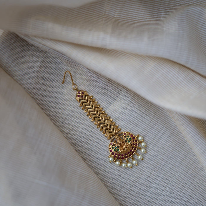Antique gold temple design maang tikka  TA1573