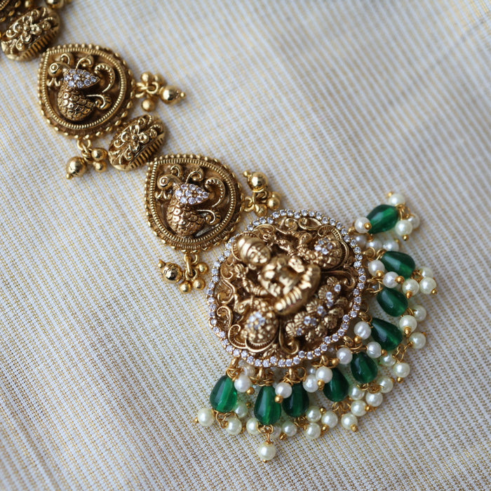 Antique goldt emple design and green pearl tikka  TA47234