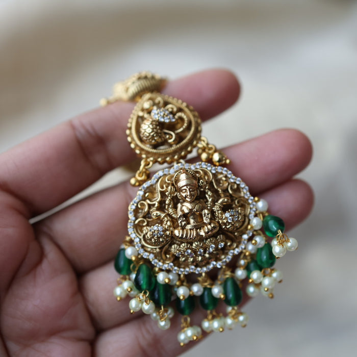 Antique goldt emple design and green pearl tikka  TA47234