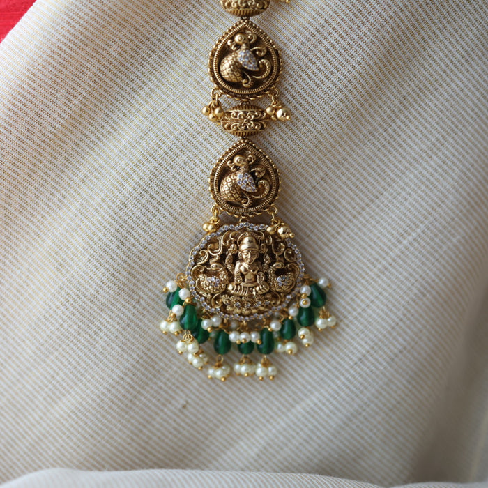 Antique goldt emple design and green pearl tikka  TA47234