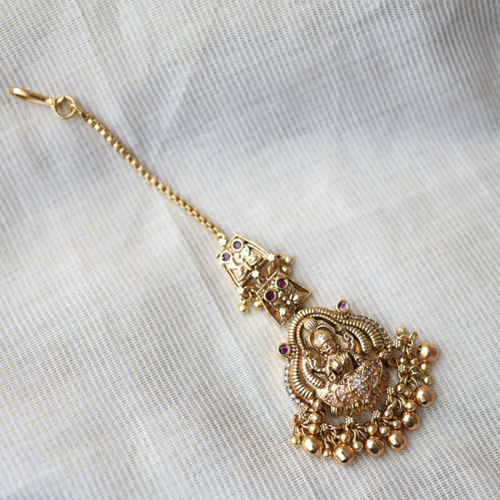Antique gold temple design pearl tikka  TA4779