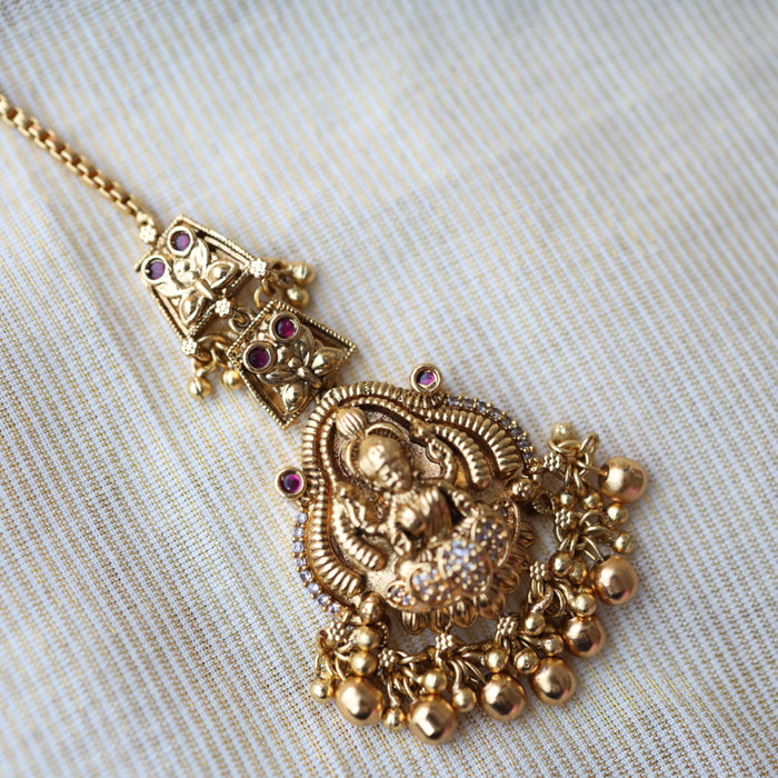 Antique gold temple design pearl tikka  TA4779