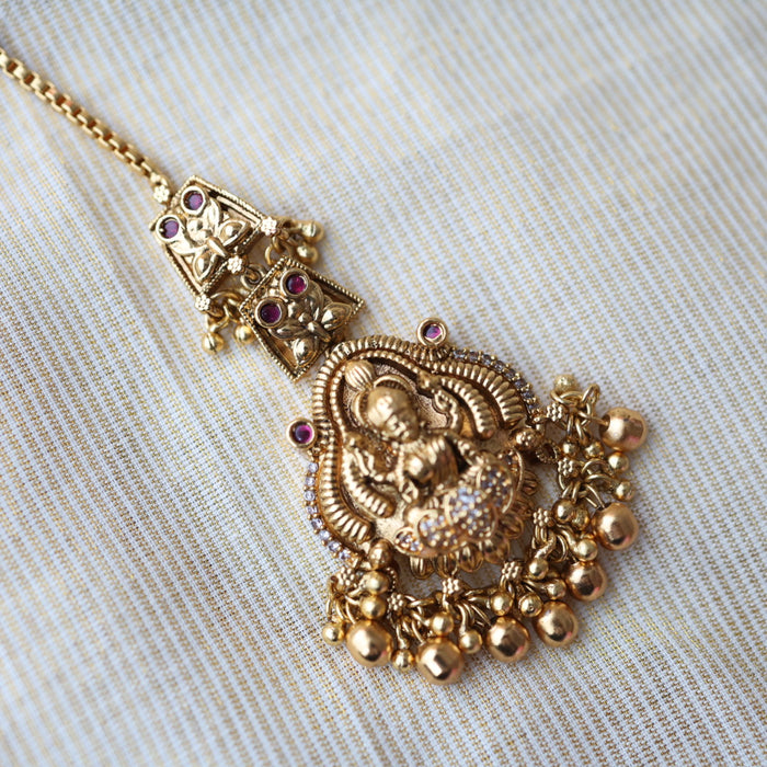 Antique gold temple design pearl tikka  TA4779