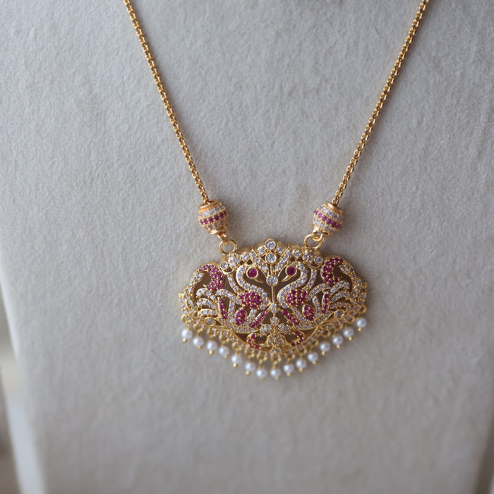 Heritage gold plated padakam long and short necklace set HPS688