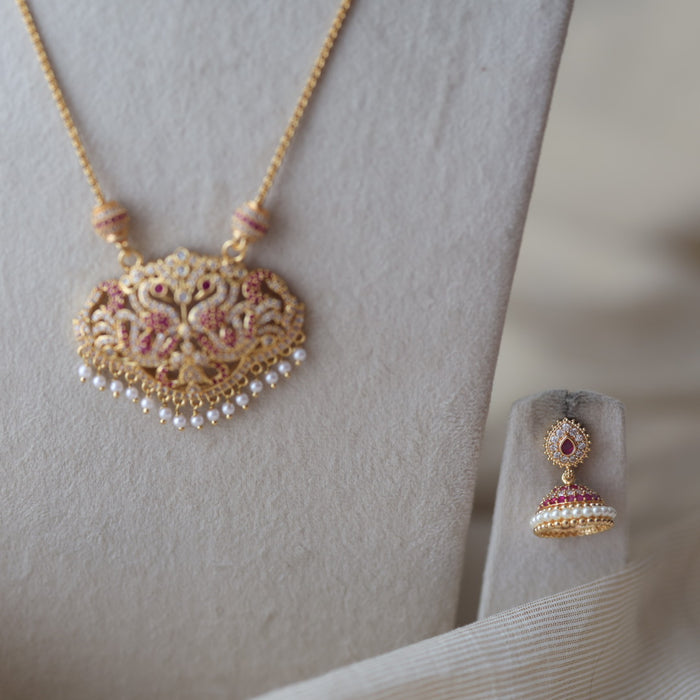 Heritage gold plated padakam long and short necklace set HPS688