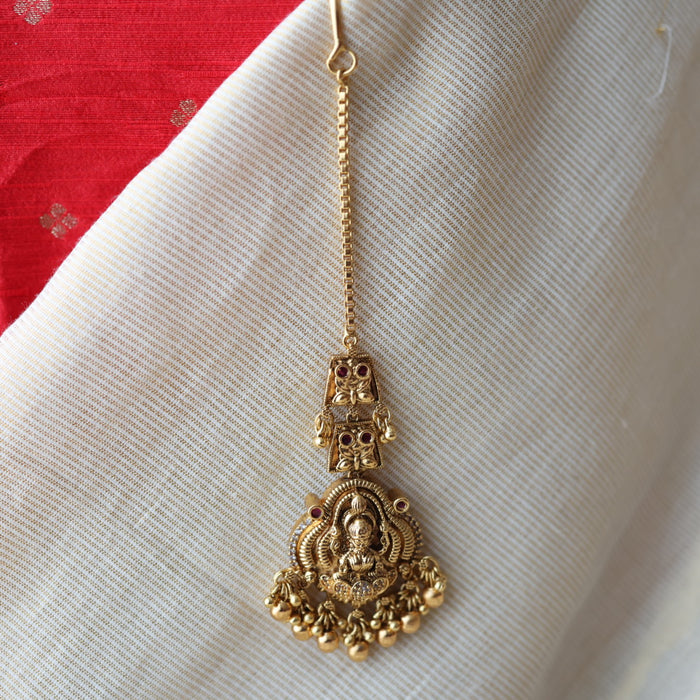 Antique gold temple design pearl tikka  TA4779