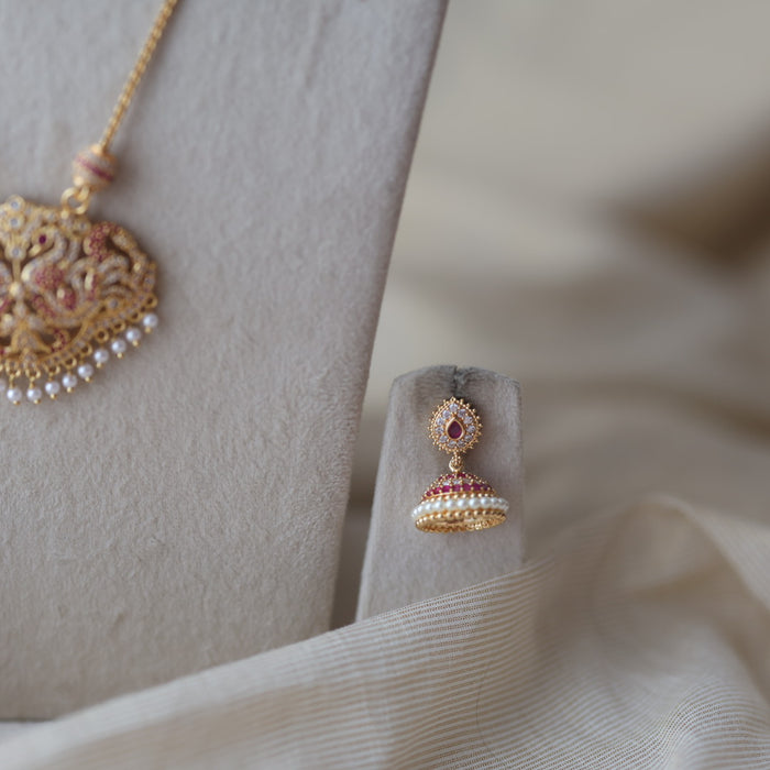 Heritage gold plated padakam long and short necklace set HPS688