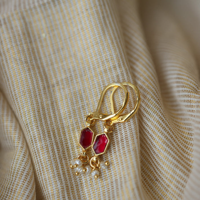 Invisible chain kundan stone short necklace with earrings IN116