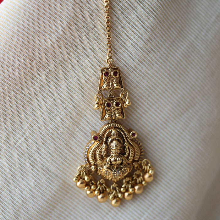 Antique gold temple design pearl tikka  TA4779