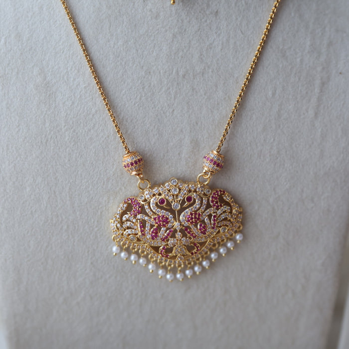 Heritage gold plated padakam long and short necklace set HPS688