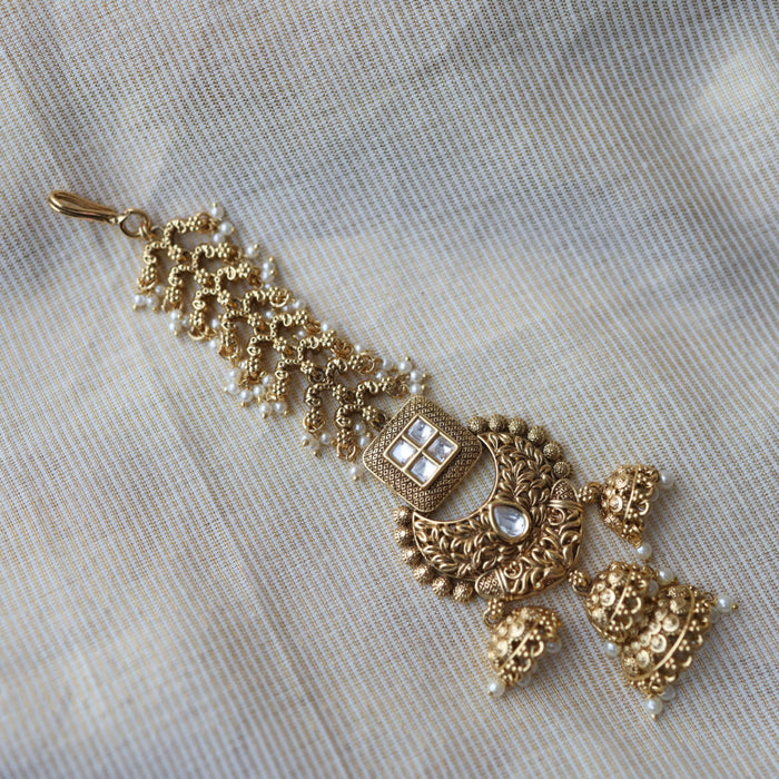 Antique gold and pearl design pearl tikka TA4778