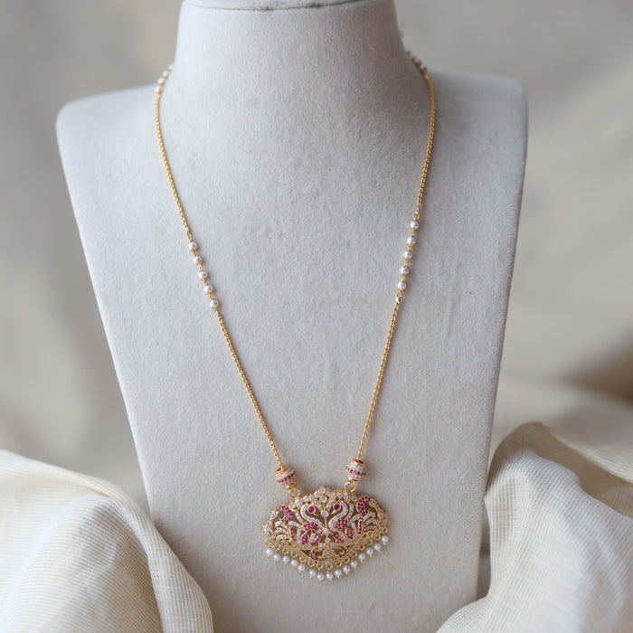 Heritage gold plated padakam long and short necklace set HPS688