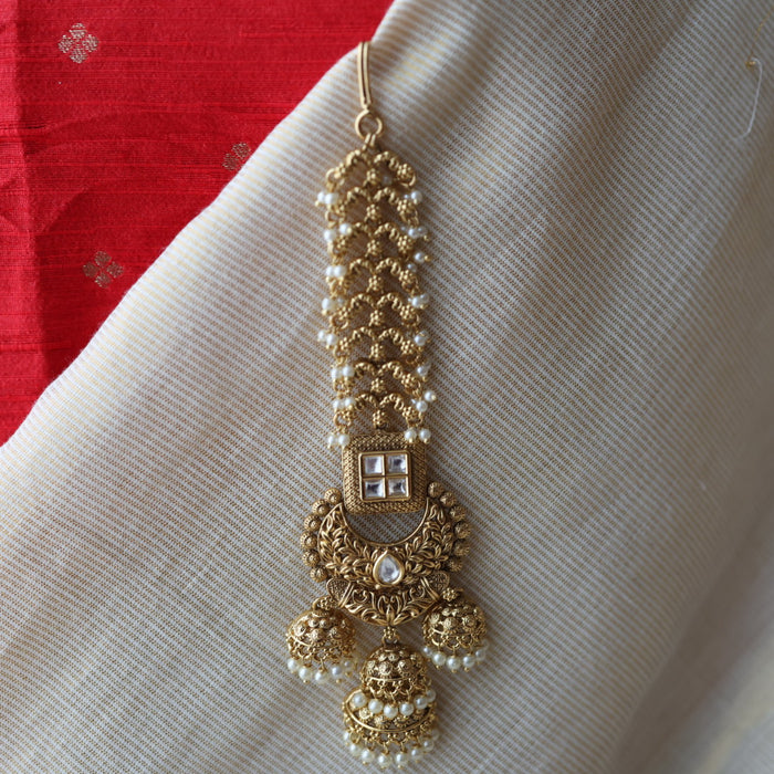 Antique gold and pearl design pearl tikka TA4778