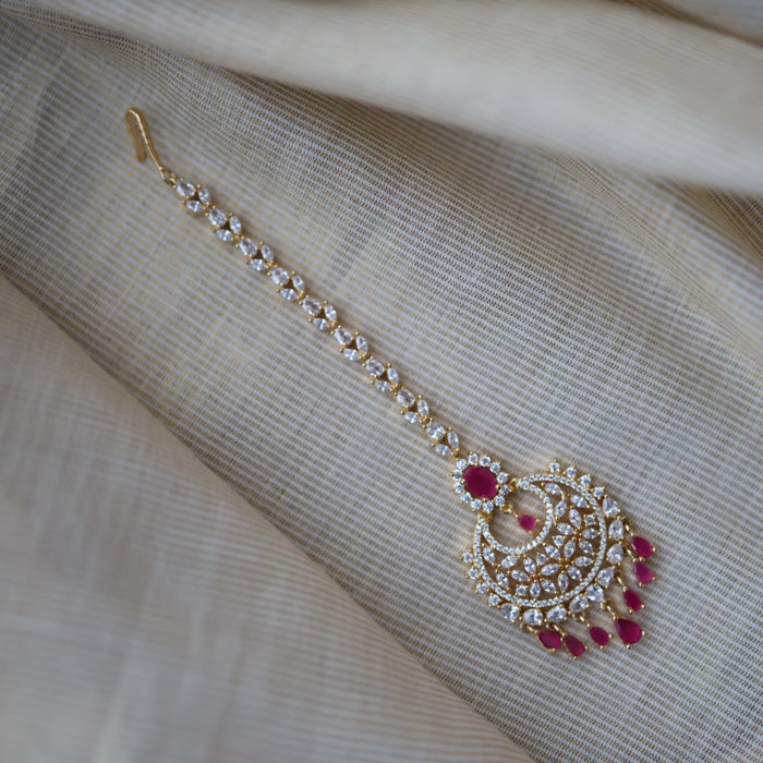 Heritage gold plated pearl maang tikka TH915