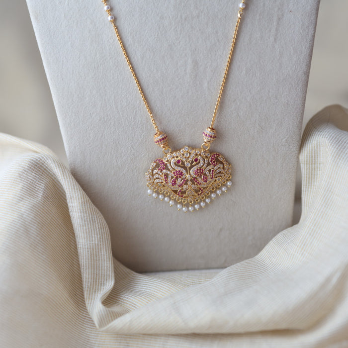 Heritage gold plated padakam long and short necklace set HPS688