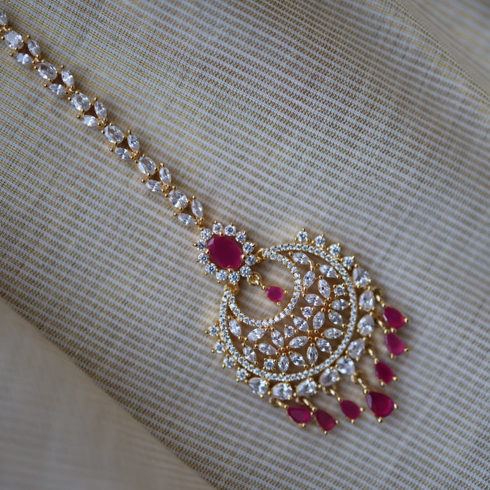 Heritage gold plated pearl maang tikka TH915
