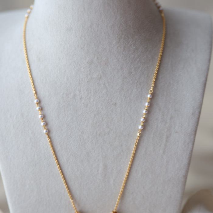 Heritage gold plated padakam long and short necklace set HPS688