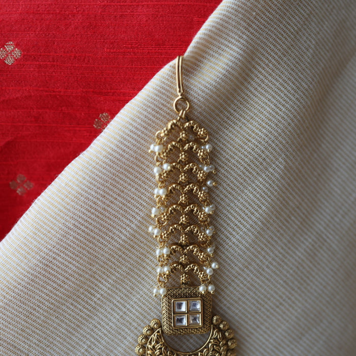 Antique gold and pearl design pearl tikka TA4778