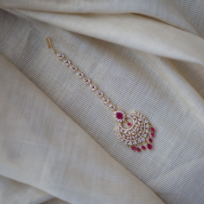 Heritage gold plated pearl maang tikka TH915
